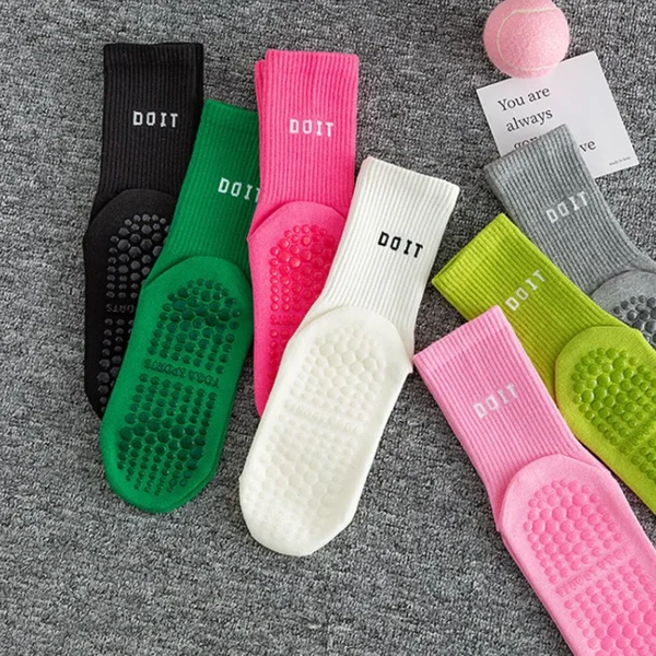 2-Pack Cotton Breathable Mid-Calf Yoga Socks