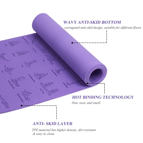 Premium TPE Yoga Mat - 183cm x 61cm, Anti-Skid Fitness Mat - Image 6