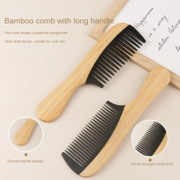 Natural Bamboo Wooden Tail Hair Combs - Image 4