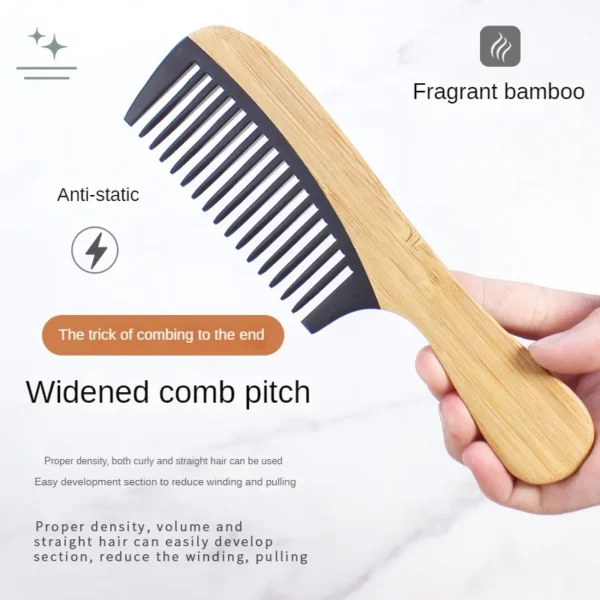 Natural Bamboo Wooden Tail Hair Combs - Image 2