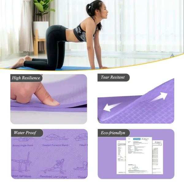 Premium TPE Yoga Mat - 183cm x 61cm, Anti-Skid Fitness Mat - Image 4