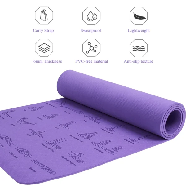 Premium TPE Yoga Mat - 183cm x 61cm, Anti-Skid Fitness Mat - Image 2