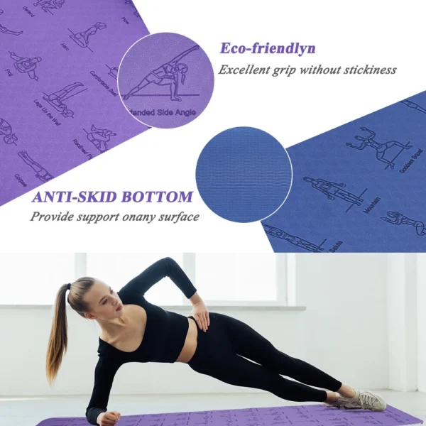 Premium TPE Yoga Mat - 183cm x 61cm, Anti-Skid Fitness Mat - Image 5