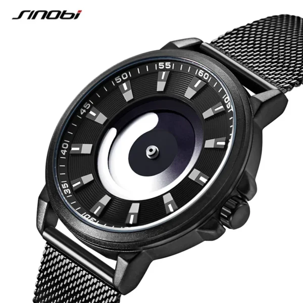 SINOBI Luxury Men's Quartz Sports Watch – Creative Design, Vortex Movement, Fashion Wristwatch