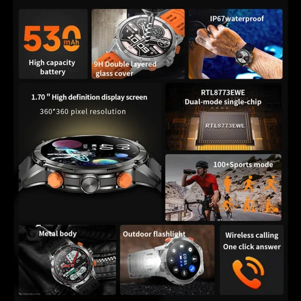 2025 New Real AMOLED Smartwatch for Men | 530mAh Battery, Fitness Tracker, IP67 Waterproof, Bluetooth Call | Compatible with Huawei & Xiaomi - Image 5