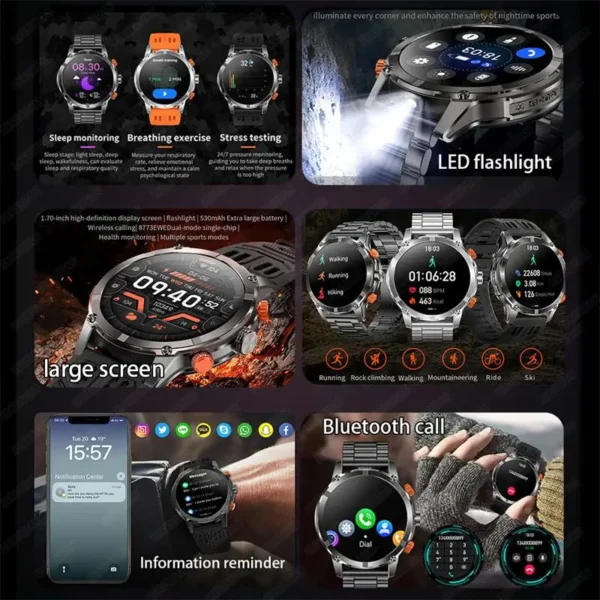 2025 New Real AMOLED Smartwatch for Men | 530mAh Battery, Fitness Tracker, IP67 Waterproof, Bluetooth Call | Compatible with Huawei & Xiaomi - Image 2