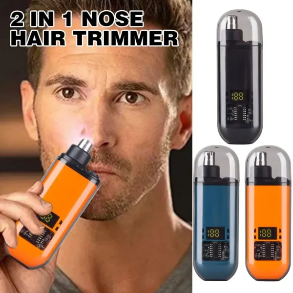 Electric Nose Hair Trimmer with Digital Display – Portable, Washable, & Multi-Purpose Shaver for Men & Women
