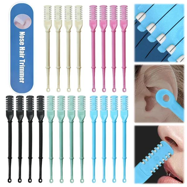 4Pcs Nasal Hair Cutter 360° Rotating Nose Hair Trimmer - 2-in-1 Double Sided Blade for Men and Women