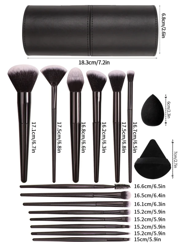 Black Makeup Brush Set – Professional Super Soft Brushes for Blush, Foundation, Concealer, Eyeshadow & More | Women’s Beauty Tool - Image 3