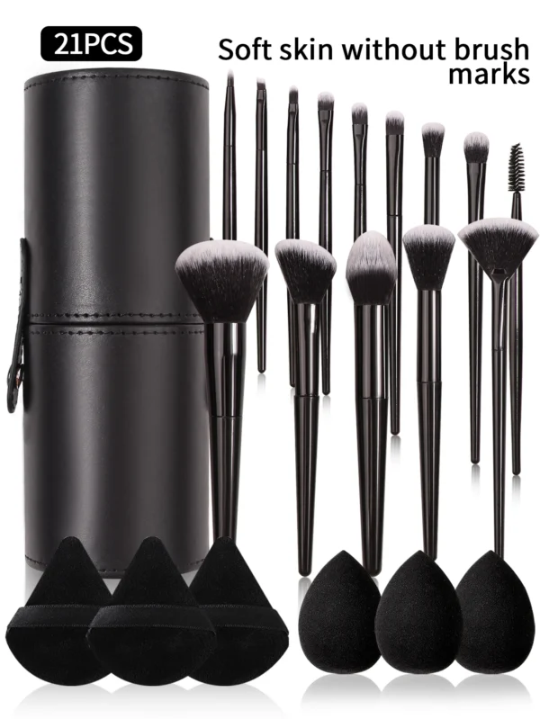 Black Makeup Brush Set – Professional Super Soft Brushes for Blush, Foundation, Concealer, Eyeshadow & More | Women’s Beauty Tool - Image 2