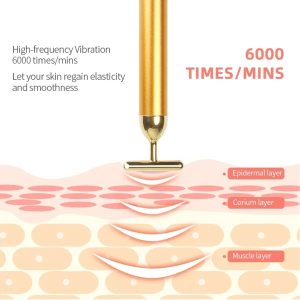 24k Gold Facial Slimming & Firming Massager – Pulse Vibrating Roller for Skin Tightening, Wrinkle Reduction & Lift - Image 4