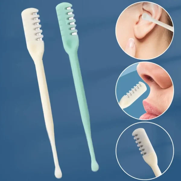6Pcs 2-in-1 Nose Hair Trimmer Set – Safe & Washable Grooming Tool