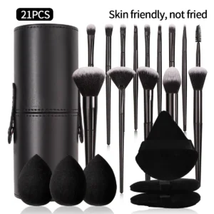 Black Makeup Brush Set – Professional Super Soft Brushes for Blush, Foundation, Concealer, Eyeshadow & More | Women’s Beauty Tool
