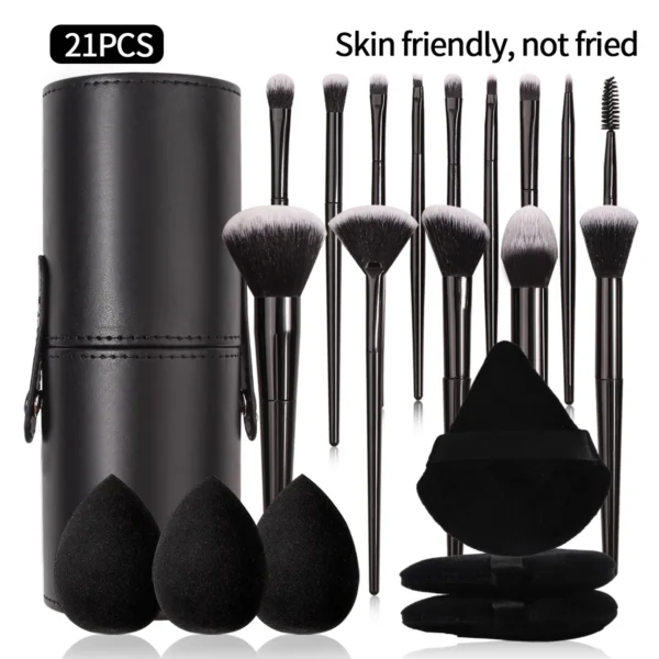 Black Makeup Brush Set – Professional Super Soft Brushes for Blush, Foundation, Concealer, Eyeshadow & More | Women’s Beauty Tool