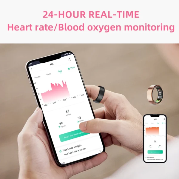 YERSIDA R11M Smart Ring - Heart Rate & Sleep Monitoring, Multi-Sport Modes, IP68 Waterproof, Titanium Steel for Adults - Image 4
