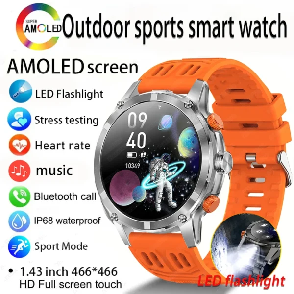 2025 New Real AMOLED Smartwatch for Men | 530mAh Battery, Fitness Tracker, IP67 Waterproof, Bluetooth Call | Compatible with Huawei & Xiaomi