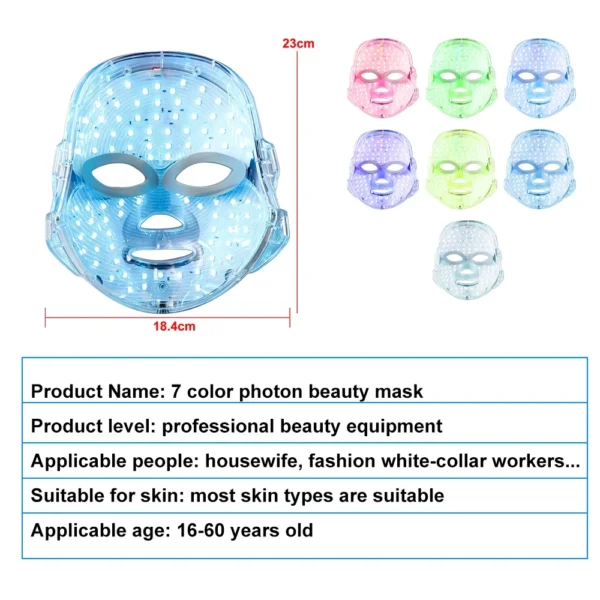 7-Color LED Facial Mask - Photon Therapy for Acne, Skin Rejuvenation, and Wrinkle Removal - Image 5